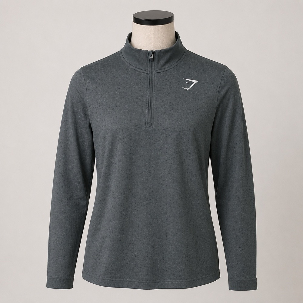 Gymshark Vital Seamless 2.0 1/4 Zip Pullover Mens Small Charcoal Grey A2A8A